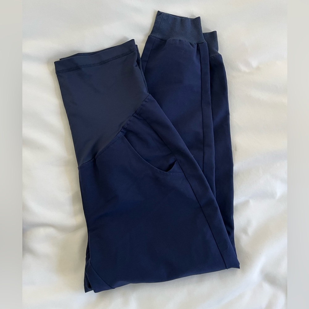 Navy Blue fig Zamora jogger maternity scrub pants XS petite